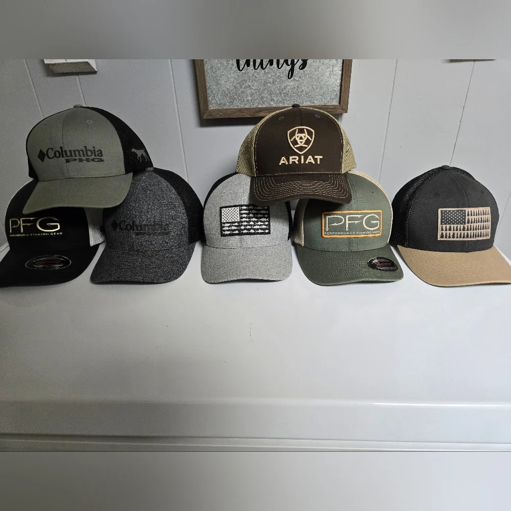 Lot Of 6 Columbia Hats 1 Ariat Snapback - Picture 2 of 2